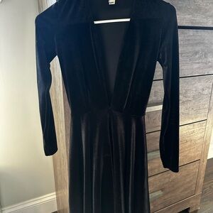 American Apparel Mini Black Velvet Skater Dress